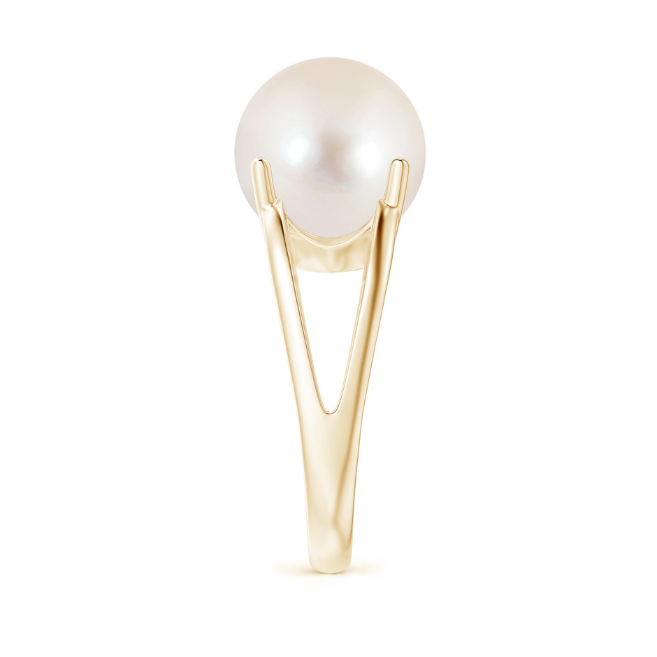 12mm AAAA Solitaire Freshwater Pearl Split Shank Ring in Yellow Gold side 2