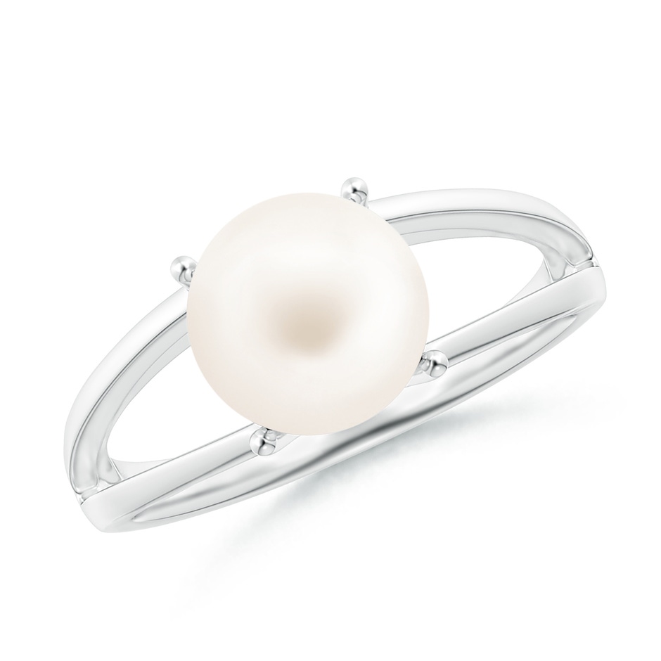 8mm AA Solitaire Freshwater Pearl Split Shank Ring in P950 Platinum 