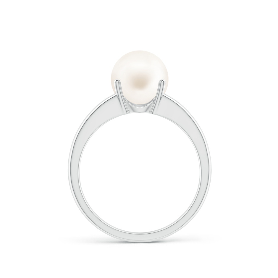 8mm AA Solitaire Freshwater Pearl Split Shank Ring in P950 Platinum side 1