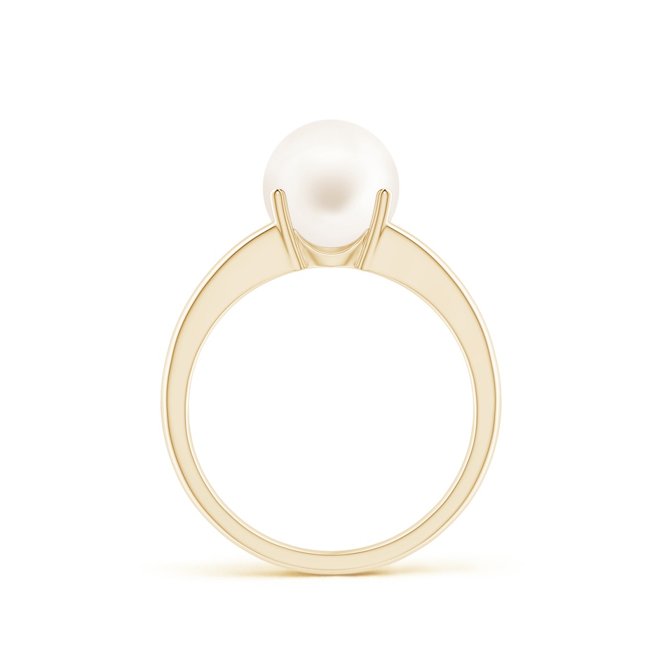 8mm AA Solitaire Freshwater Pearl Split Shank Ring in Yellow Gold side 1