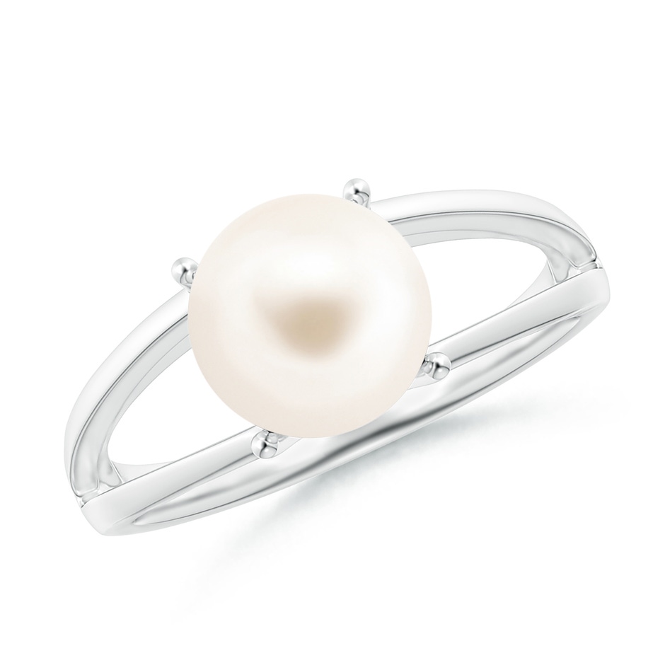 8mm AAA Solitaire Freshwater Pearl Split Shank Ring in P950 Platinum 