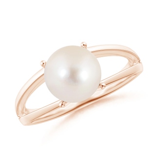 8mm AAAA Solitaire Freshwater Pearl Split Shank Ring in Rose Gold