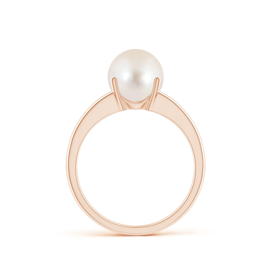 8mm AAAA Solitaire Freshwater Pearl Split Shank Ring in Rose Gold side 1