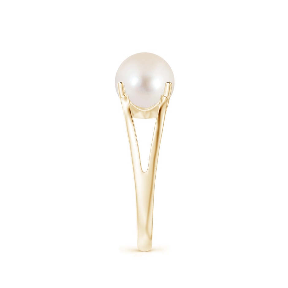 8mm AAAA Solitaire Freshwater Pearl Split Shank Ring in Yellow Gold side 2