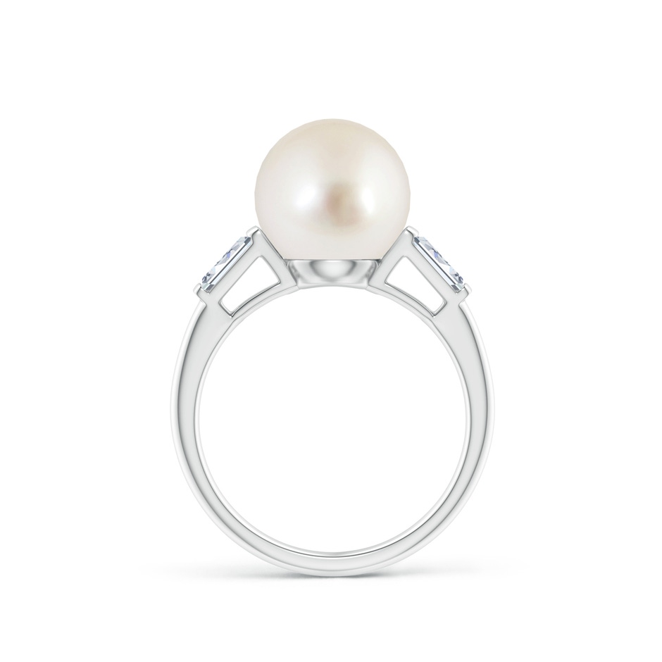 10mm AAAA South Sea Pearl Ring with Baguette Diamonds in White Gold side 1