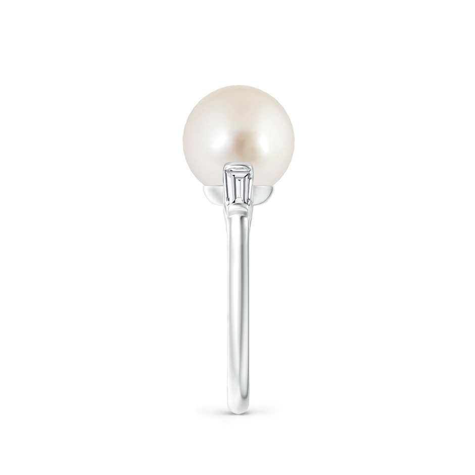 10mm AAAA South Sea Pearl Ring with Baguette Diamonds in White Gold side 2