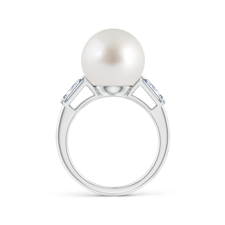 12mm AAA South Sea Pearl Ring with Baguette Diamonds in White Gold side 1