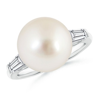 12mm AAAA South Sea Pearl Ring with Baguette Diamonds in P950 Platinum