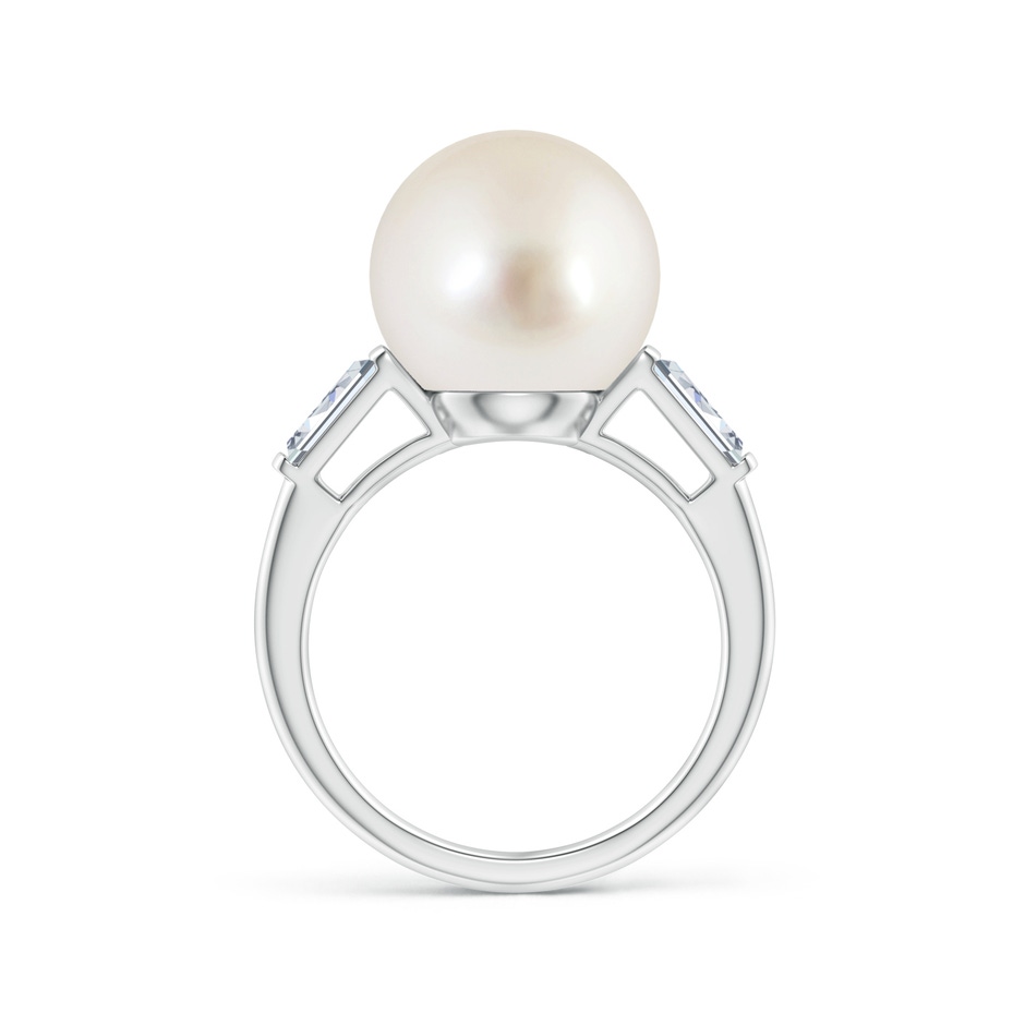 12mm AAAA South Sea Pearl Ring with Baguette Diamonds in P950 Platinum side 1