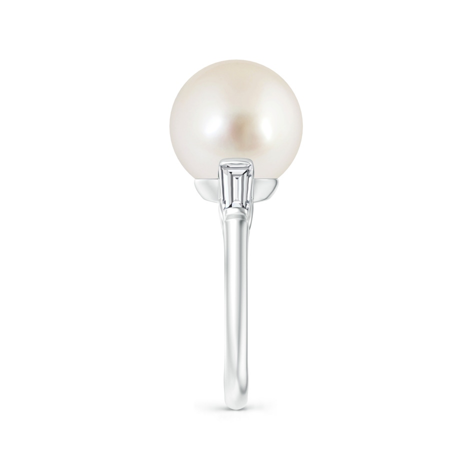 12mm AAAA South Sea Pearl Ring with Baguette Diamonds in P950 Platinum side 2