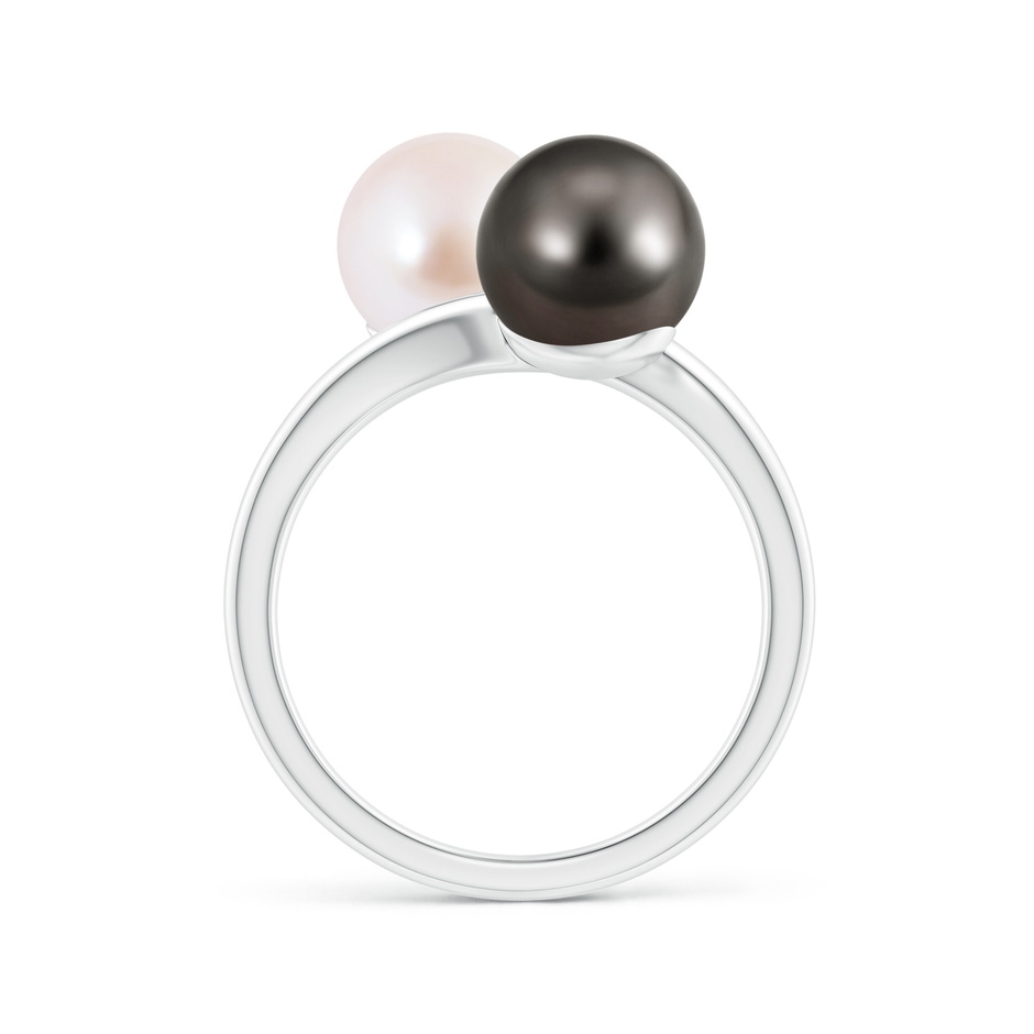 8mm AAA Japanese Akoya & Tahitian Pearl Two Stone Ring in White Gold side 1