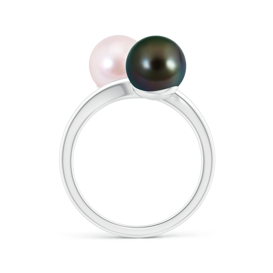 8mm AAAA Japanese Akoya & Tahitian Pearl Two Stone Ring in White Gold Side 1