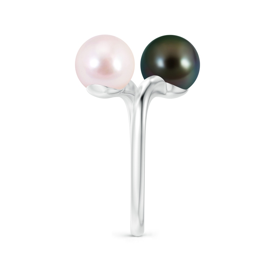 8mm AAAA Japanese Akoya & Tahitian Pearl Two Stone Ring in White Gold Side 2