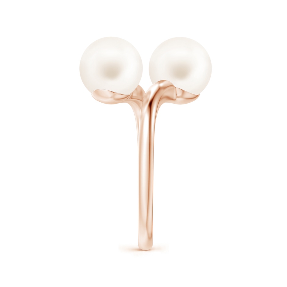 8mm AA Freshwater Pearl Two Stone Bypass Ring in Rose Gold side 2