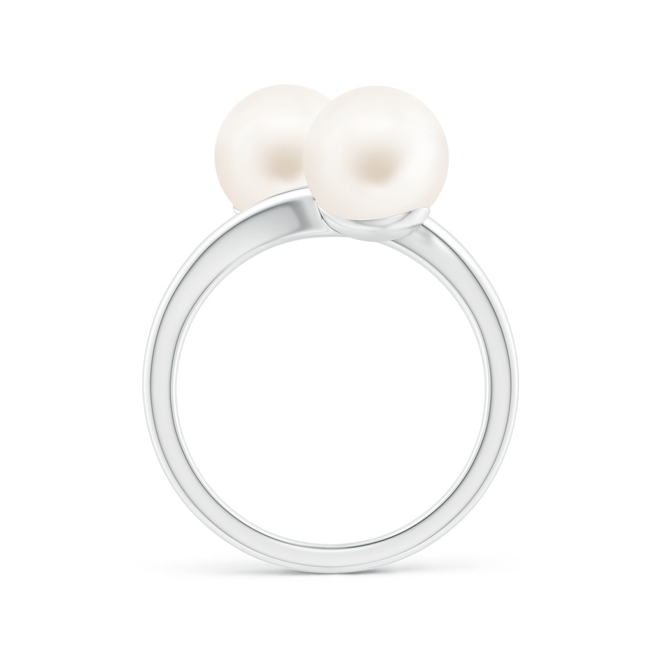 8mm AA Freshwater Pearl Two Stone Bypass Ring in White Gold side 1