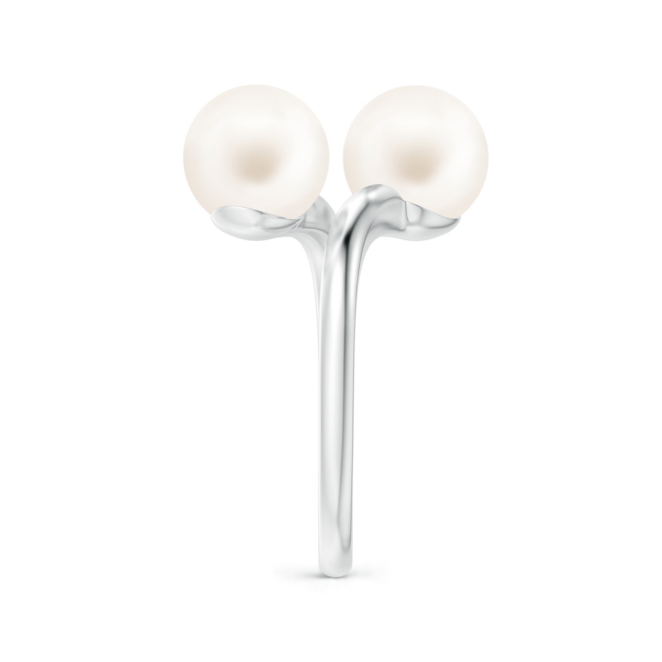 8mm AA Freshwater Pearl Two Stone Bypass Ring in White Gold side 2
