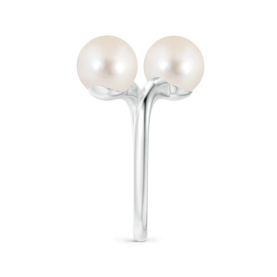 8mm AAAA Freshwater Pearl Two Stone Bypass Ring in White Gold side 2