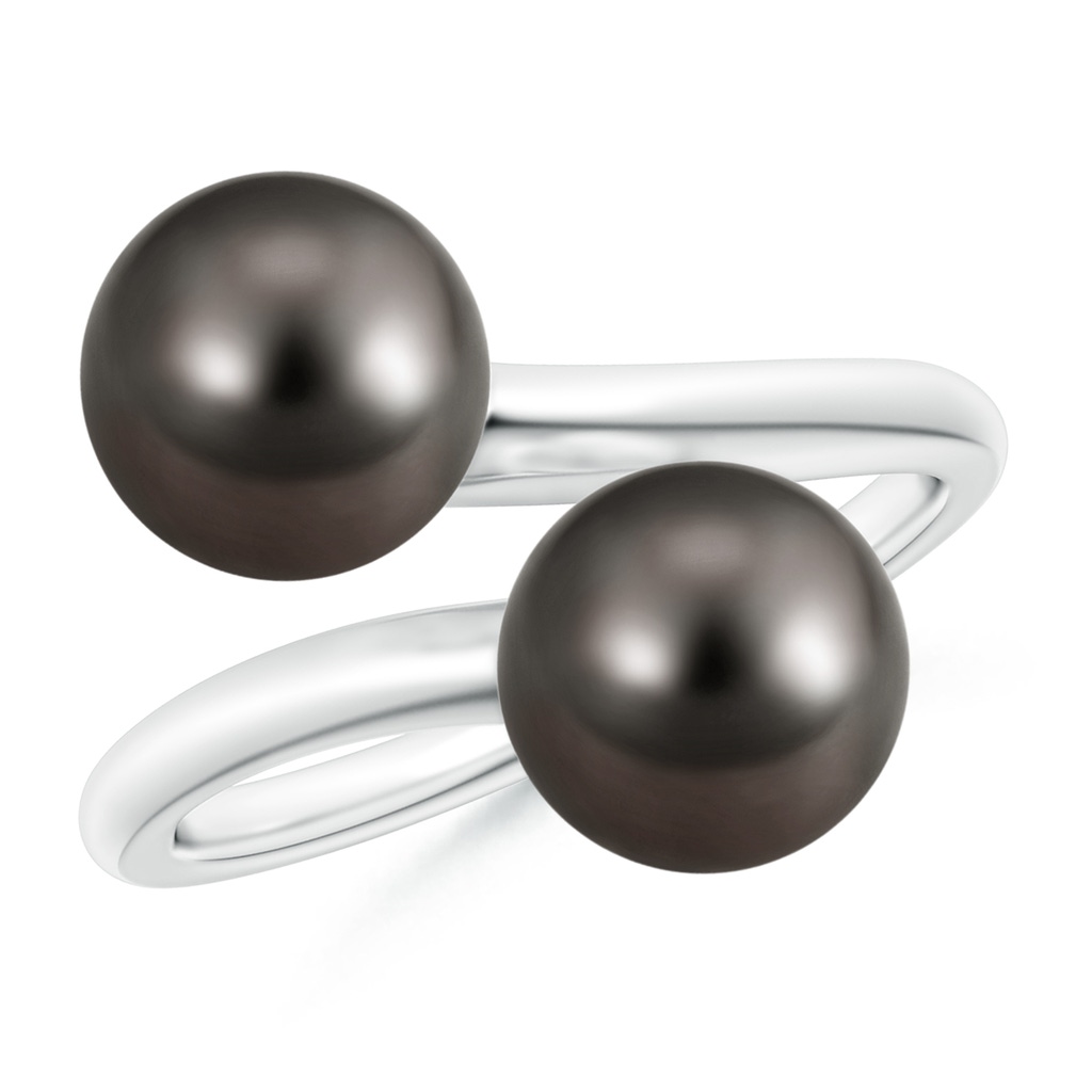 8mm AAA Tahitian Pearl Two Stone Bypass Ring in White Gold