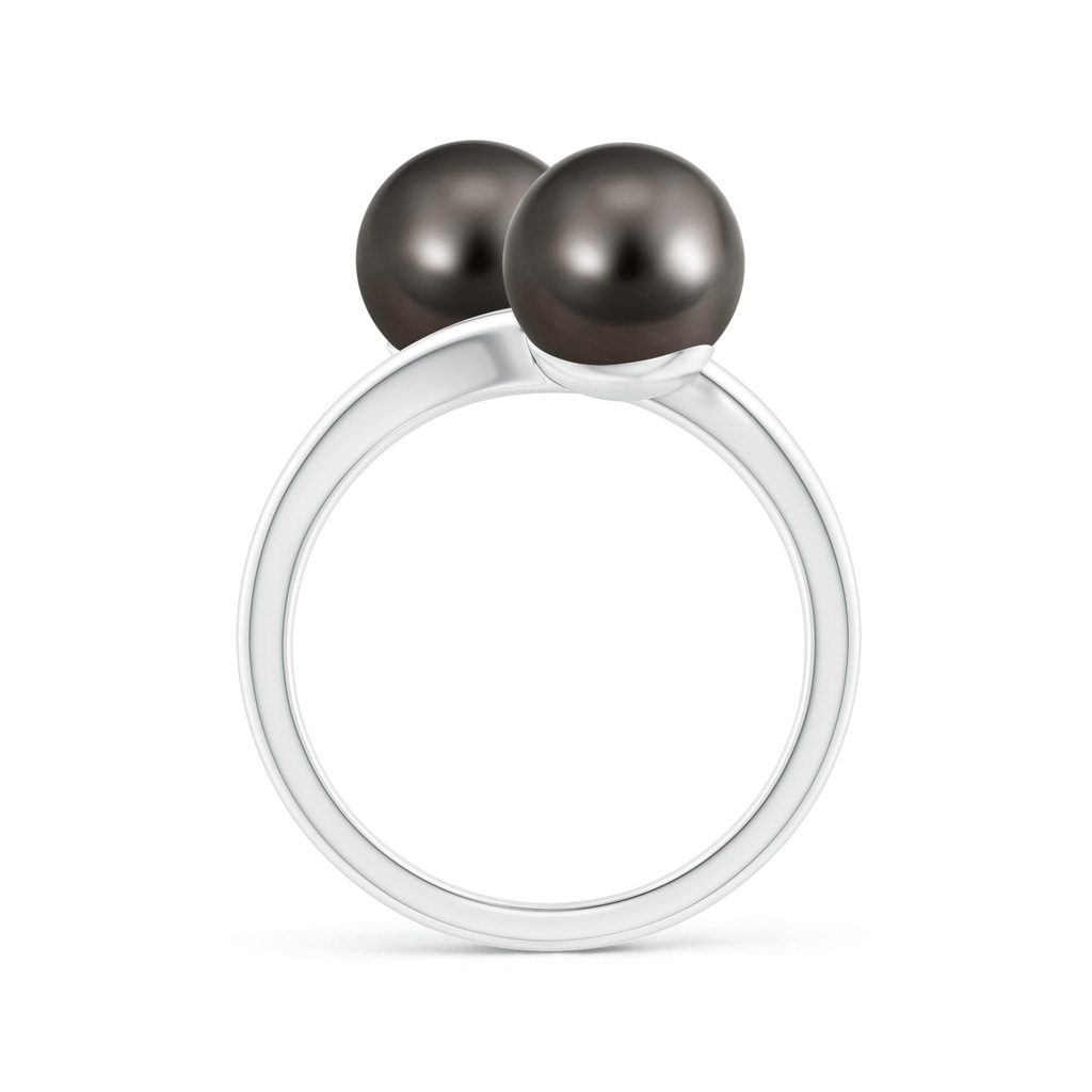 8mm AAA Tahitian Pearl Two Stone Bypass Ring in White Gold Side 1