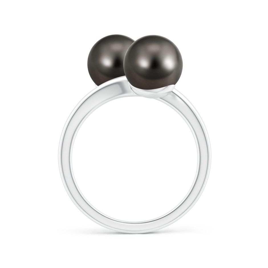 8mm AAA Tahitian Pearl Two Stone Bypass Ring in White Gold side 1