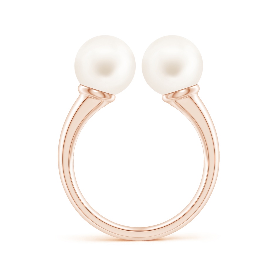 8mm AA Freshwater Pearl Two Stone Open Ring in Rose Gold side 1