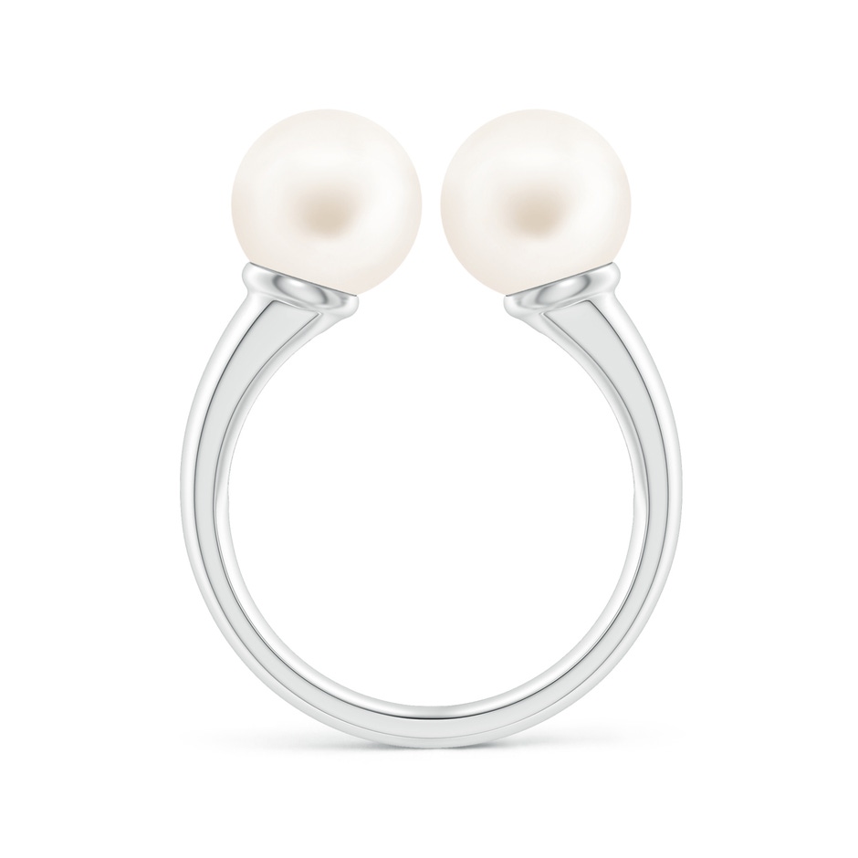 8mm AA Freshwater Pearl Two Stone Open Ring in White Gold side 1