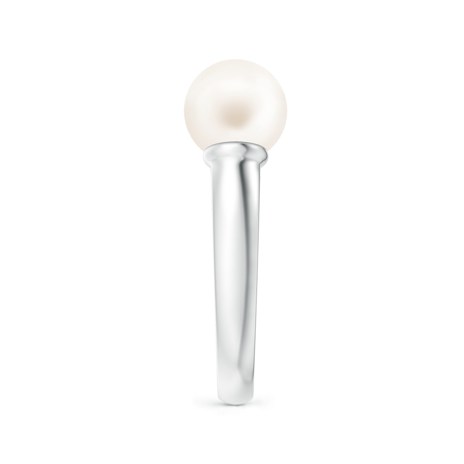 8mm AA Freshwater Pearl Two Stone Open Ring in White Gold side 2