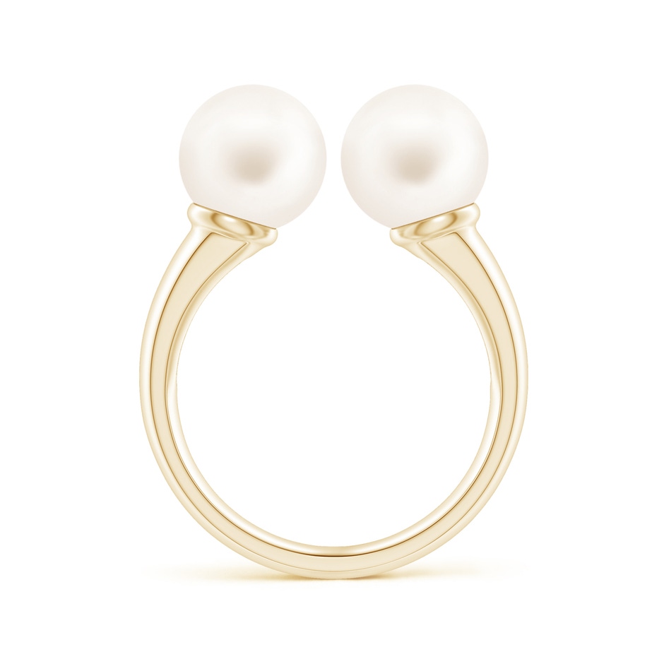 8mm AA Freshwater Pearl Two Stone Open Ring in Yellow Gold side 1