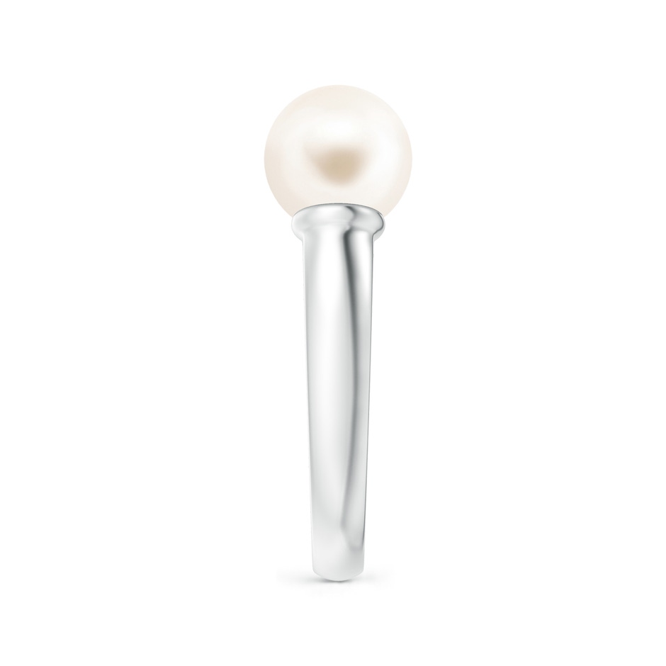 8mm AAA Freshwater Pearl Two Stone Open Ring in White Gold side 2