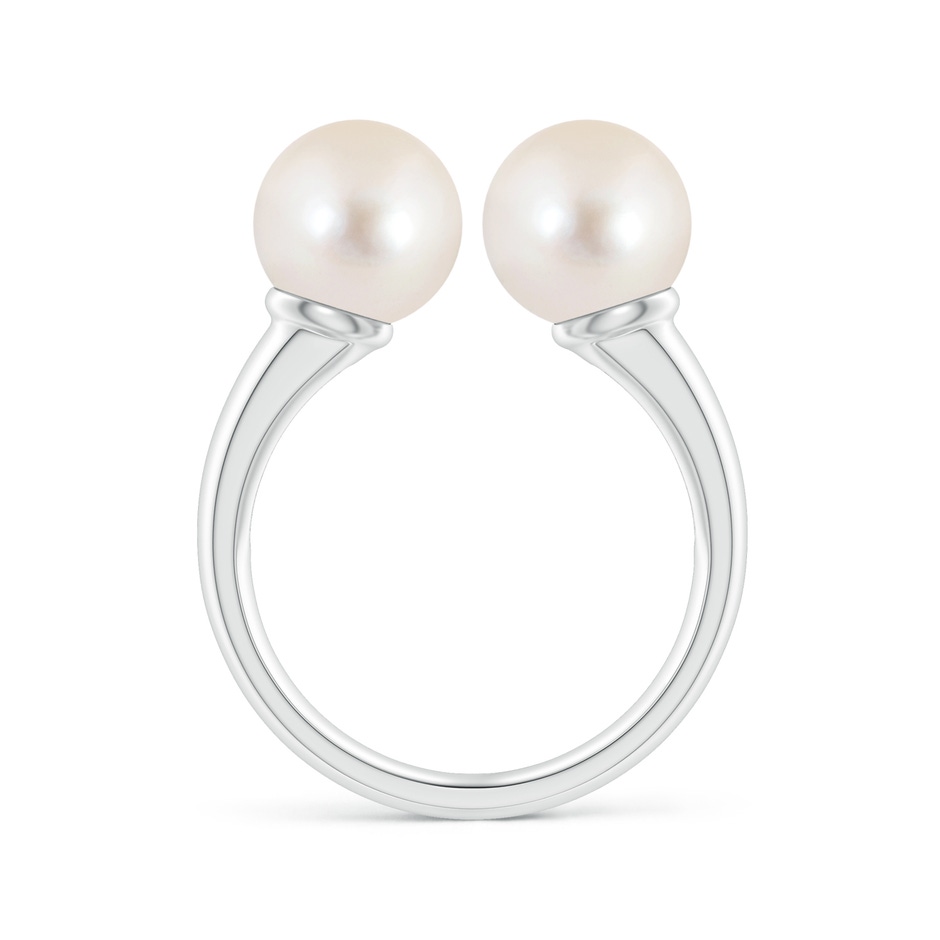 8mm AAAA Freshwater Pearl Two Stone Open Ring in White Gold side 1