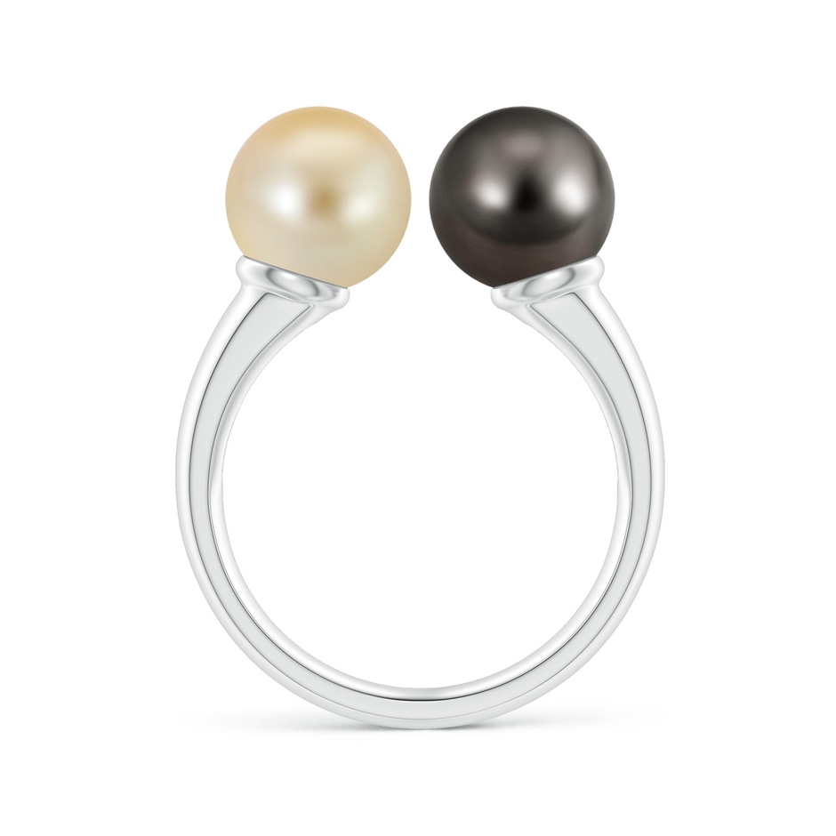 8mm AAA Golden South Sea & Tahitian Pearl Open Ring in White Gold side 1