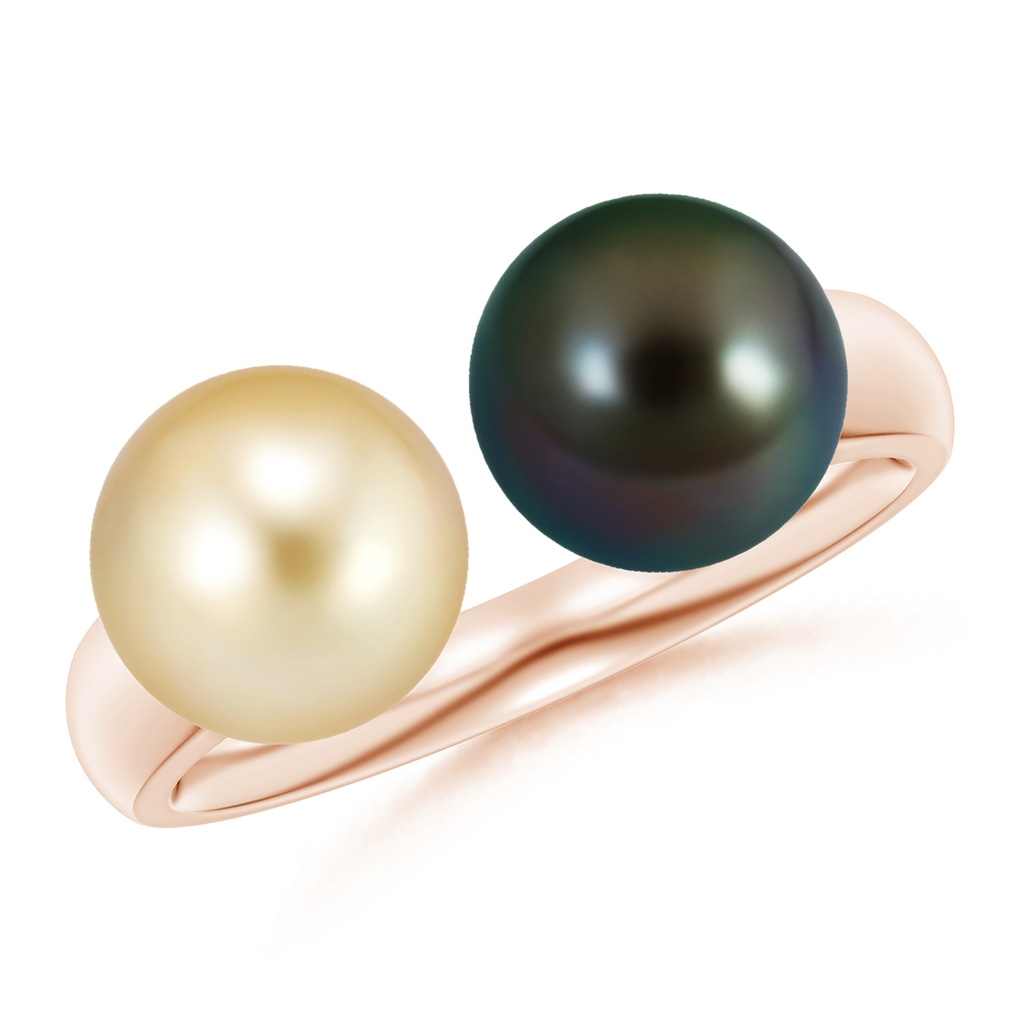 8mm AAAA Golden South Sea & Tahitian Pearl Open Ring in Rose Gold