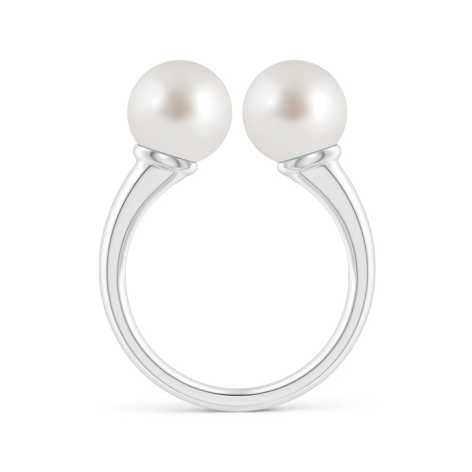 8mm AAA South Sea Pearl Two Stone Open Ring in White Gold side 1