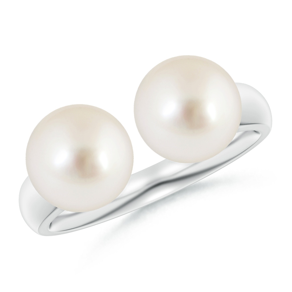 8mm AAAA South Sea Pearl Two Stone Open Ring in White Gold