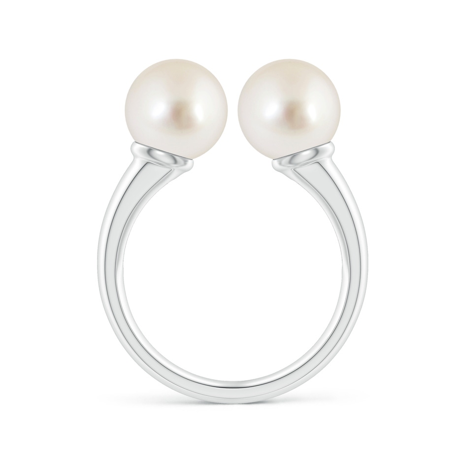 8mm AAAA South Sea Pearl Two Stone Open Ring in White Gold side 1