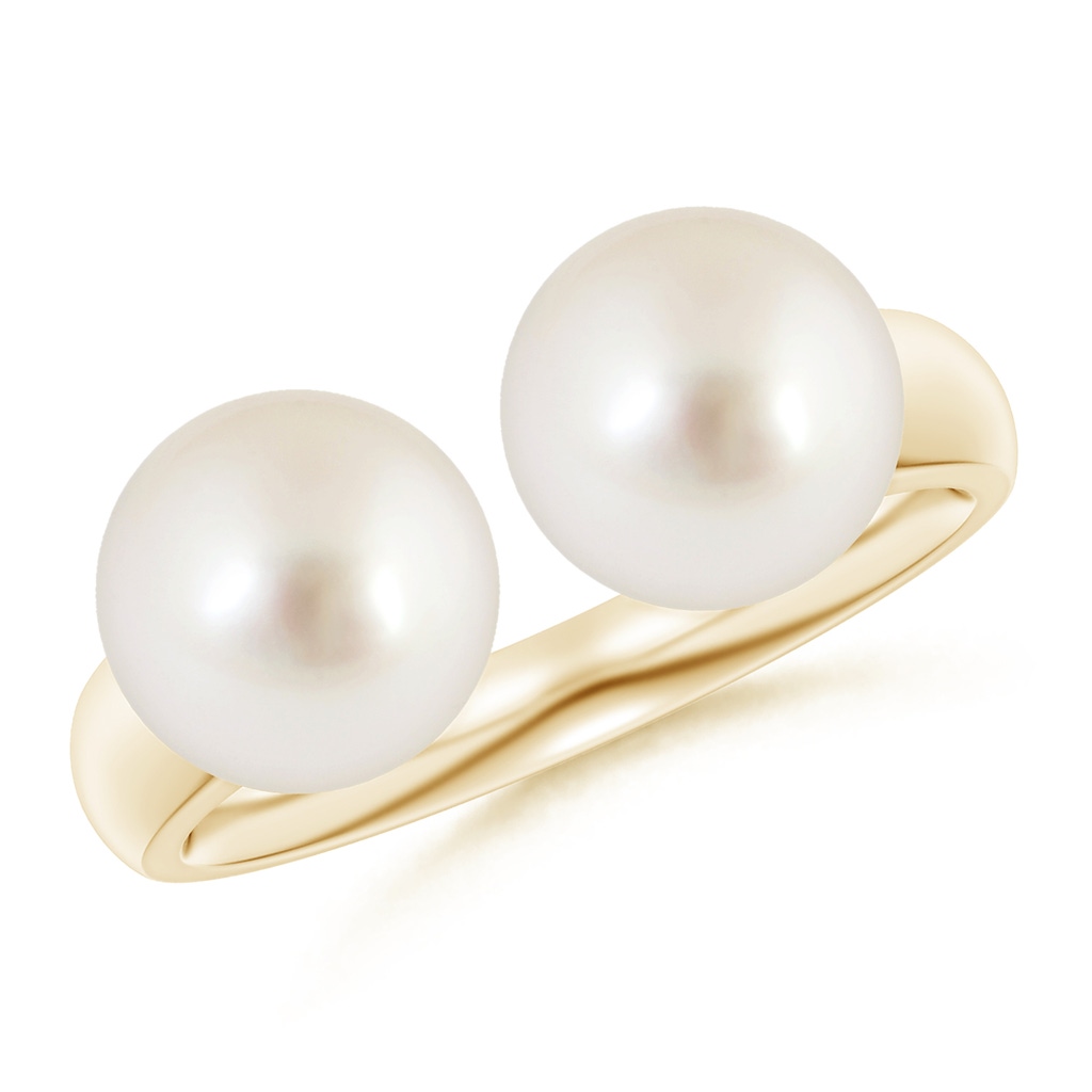 8mm AAAA South Sea Pearl Two Stone Open Ring in Yellow Gold