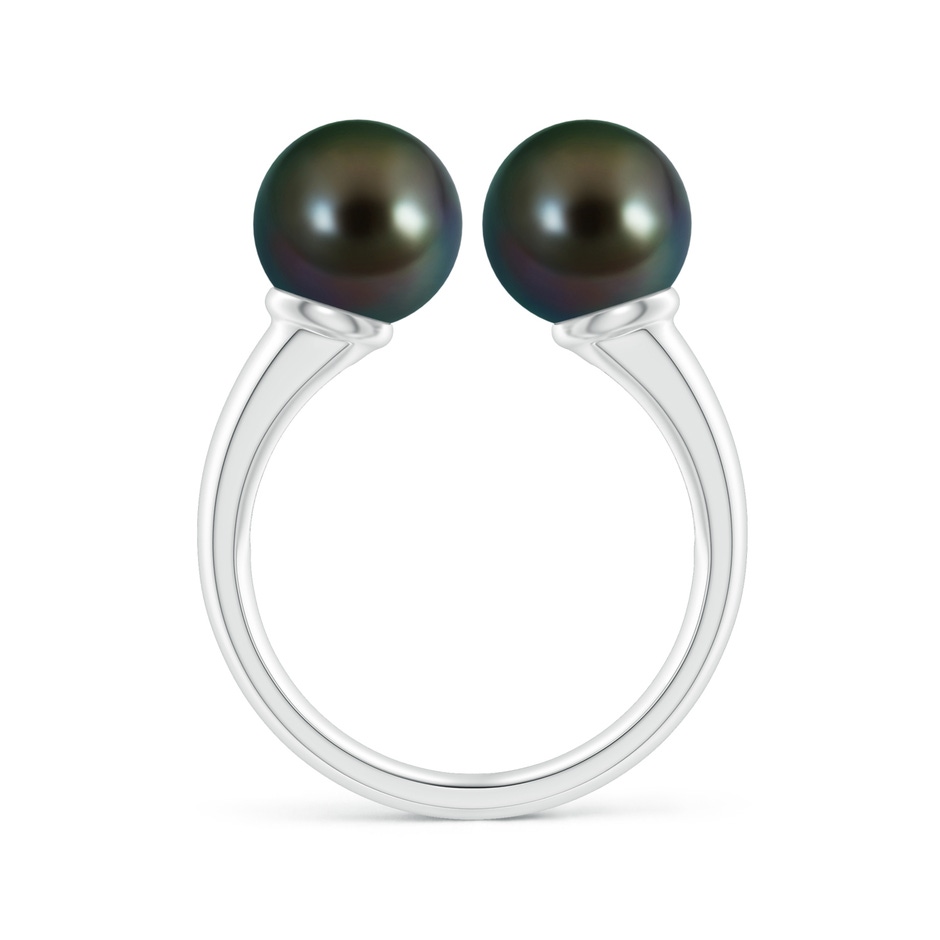 8mm AAAA Tahitian Pearl Two Stone Open Ring in White Gold side 1