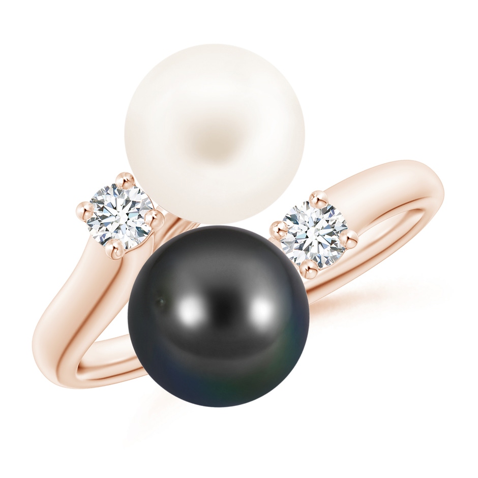 8mm AA Freshwater & Tahitian Pearl Ring in Rose Gold 