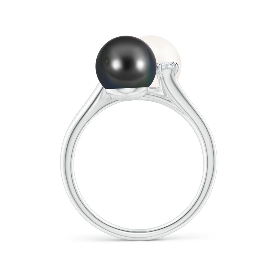 8mm AA Freshwater & Tahitian Pearl Ring in White Gold side 1