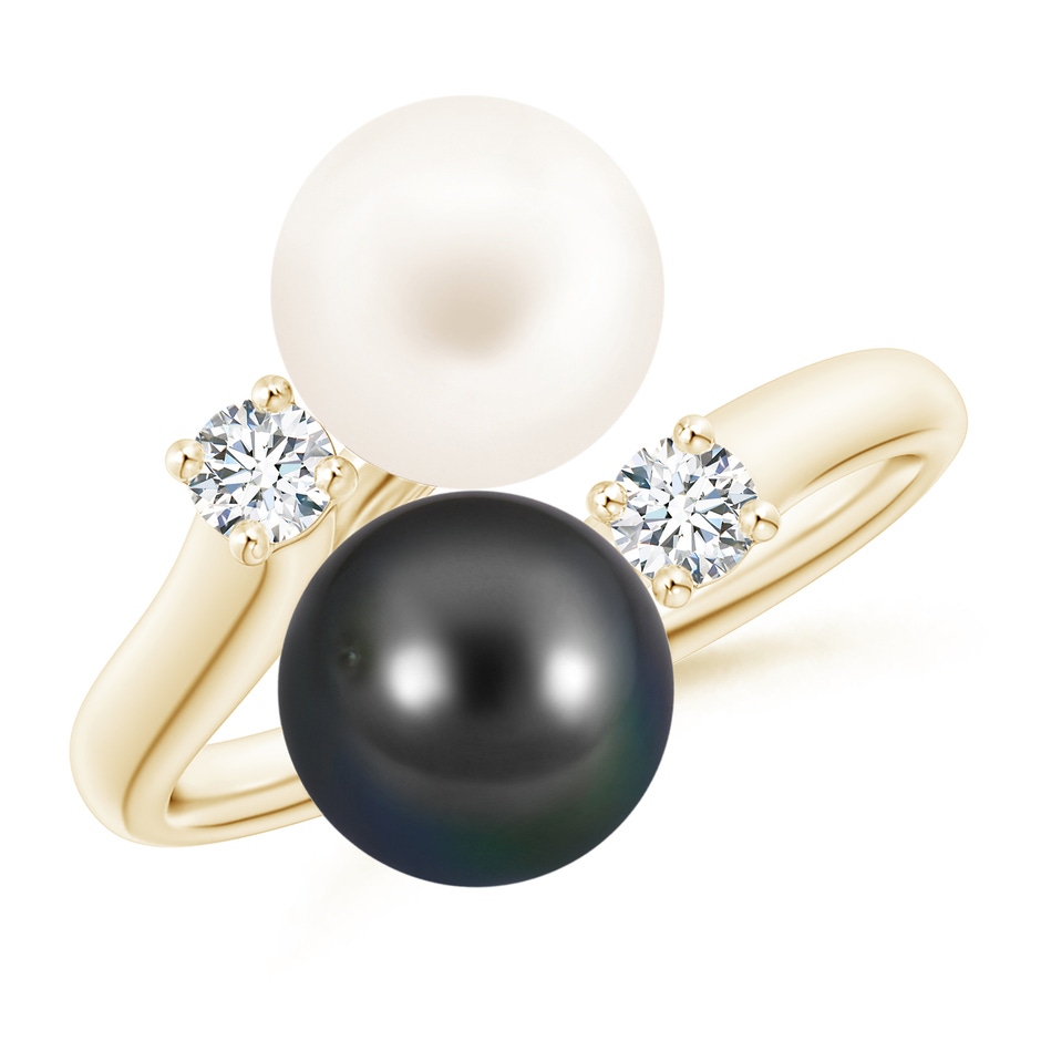 8mm AA Freshwater & Tahitian Pearl Ring in Yellow Gold 