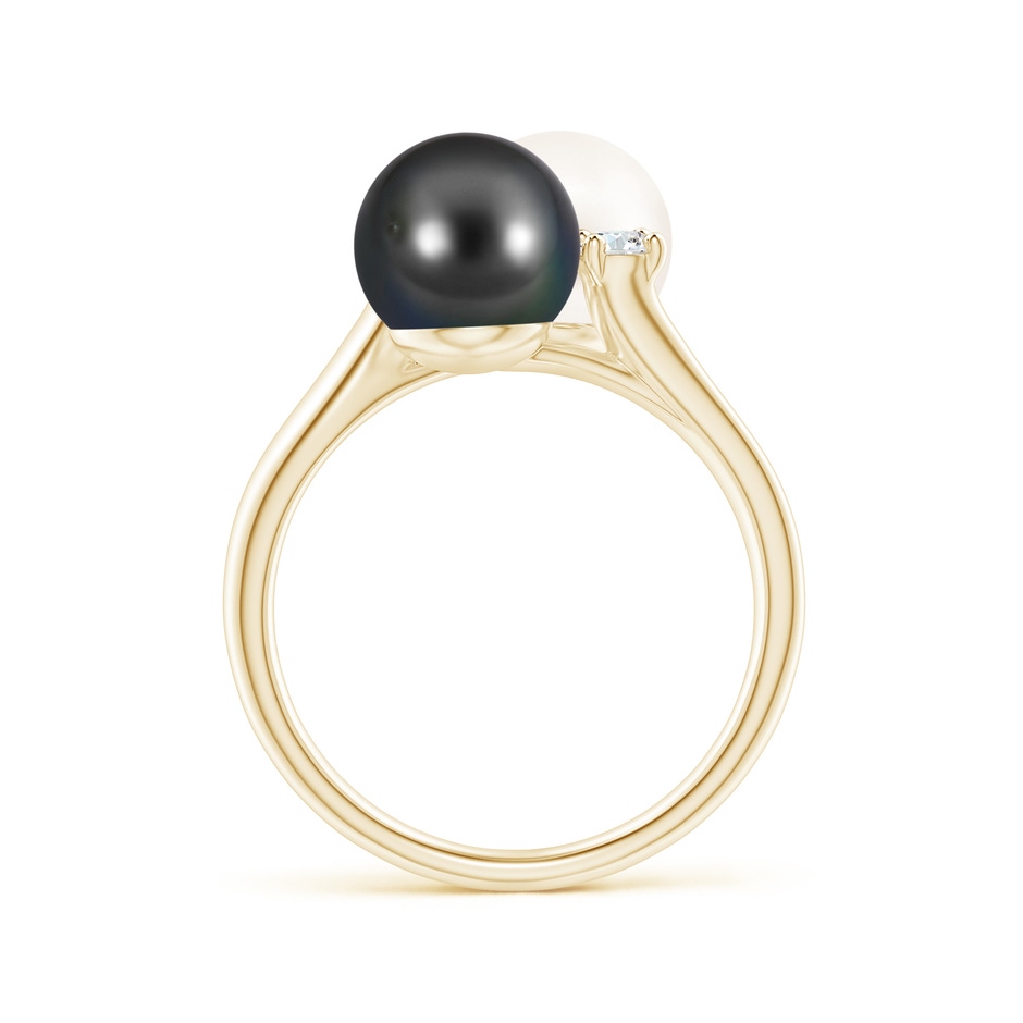 8mm AA Freshwater & Tahitian Pearl Ring in Yellow Gold side 1