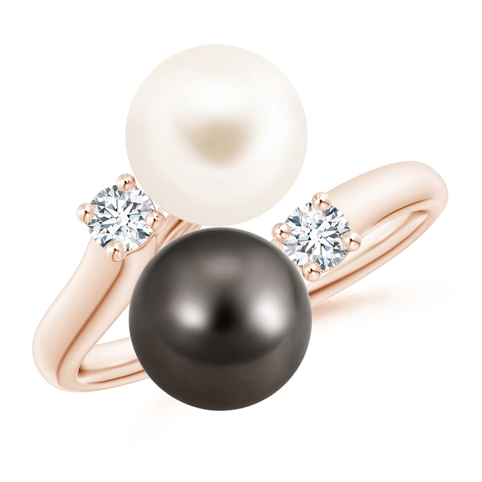 8mm AAA Freshwater & Tahitian Pearl Ring in Rose Gold 