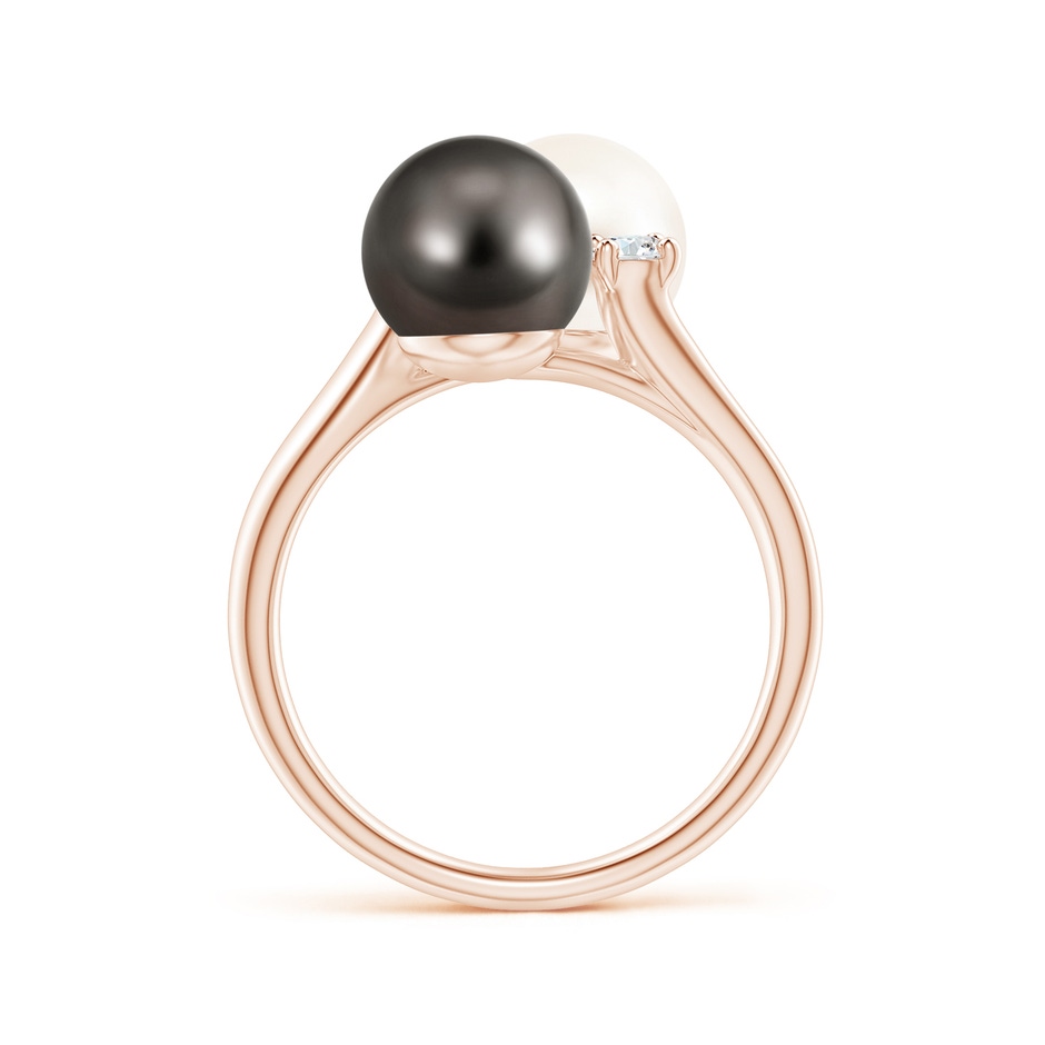 8mm AAA Freshwater & Tahitian Pearl Ring in Rose Gold side 1