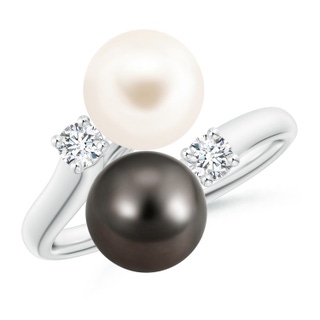 8mm AAA Freshwater & Tahitian Pearl Ring in White Gold