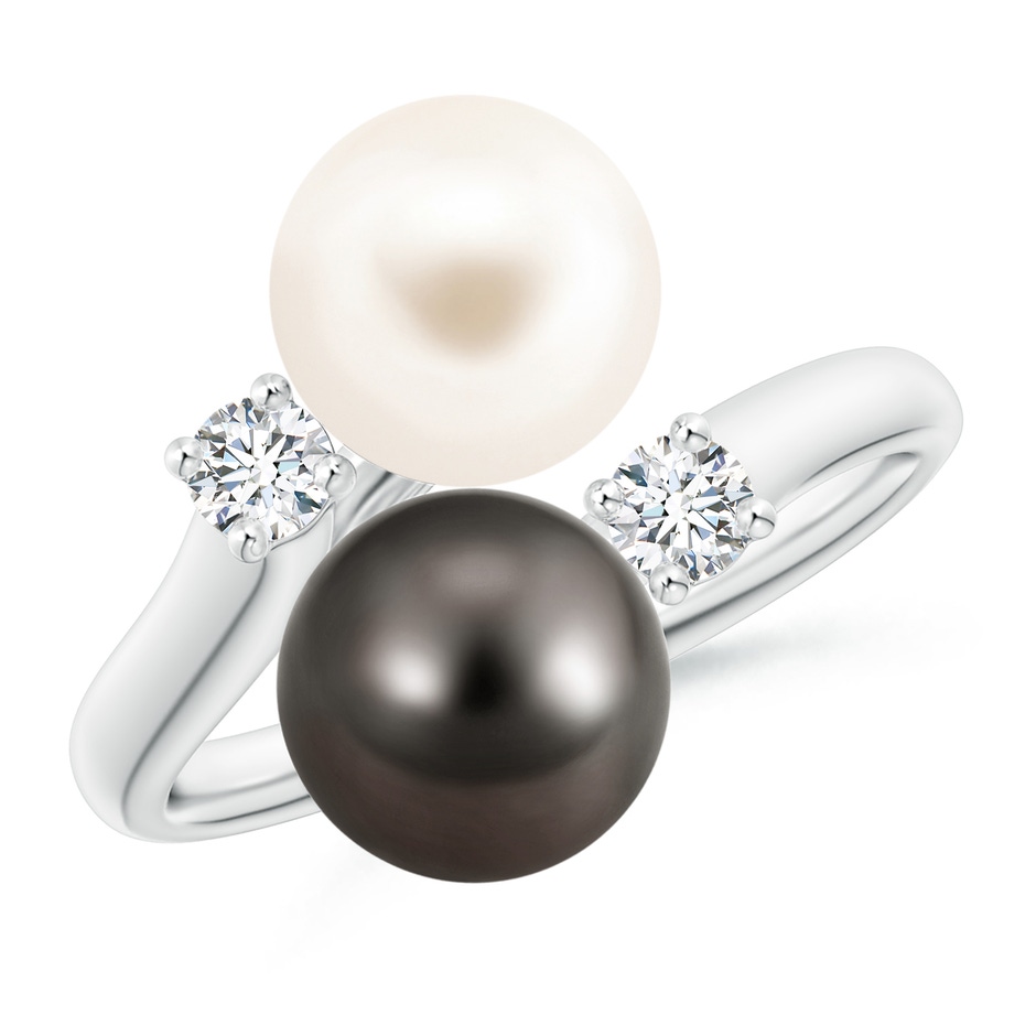 8mm AAA Freshwater & Tahitian Pearl Ring in White Gold 