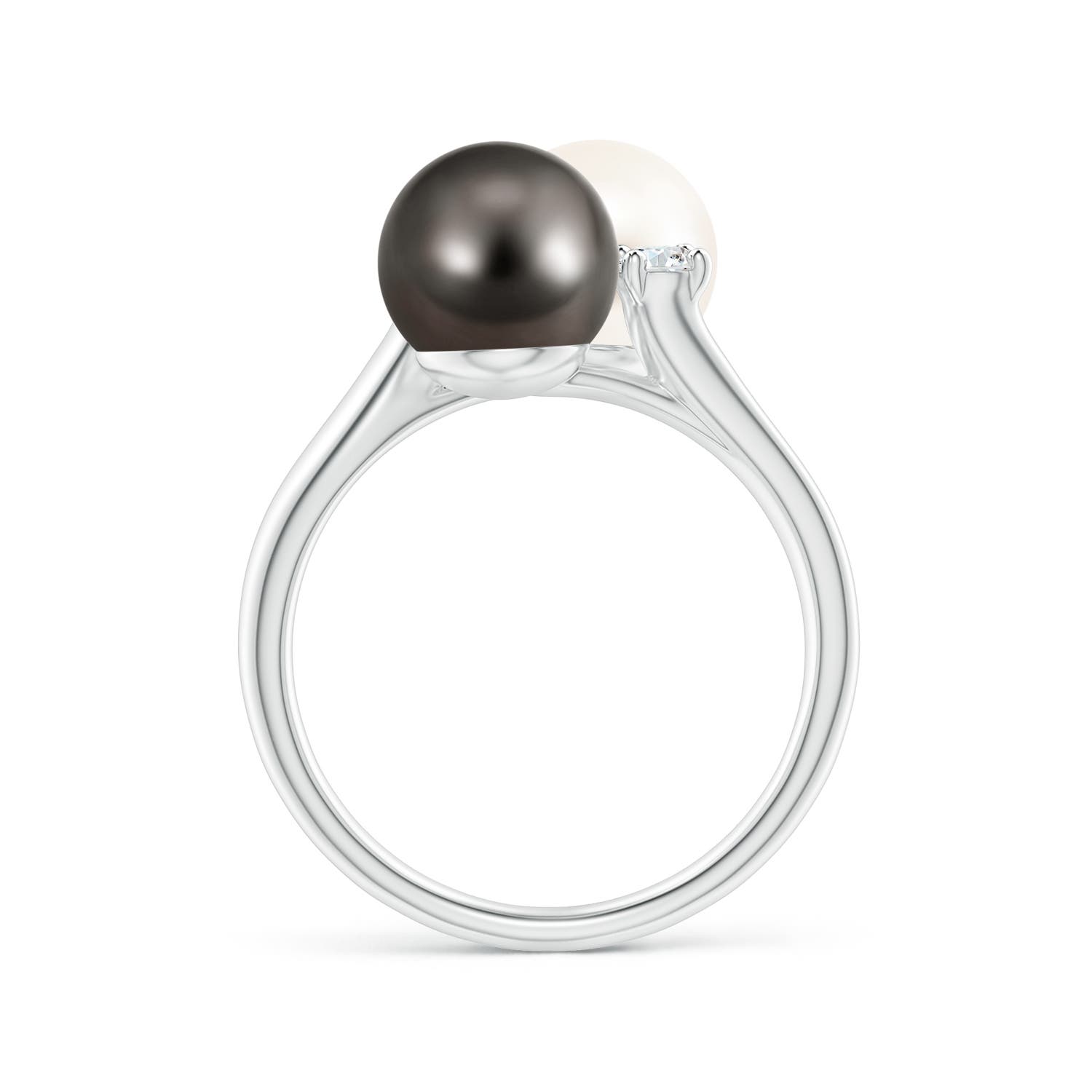 8mm AAA Freshwater & Tahitian Pearl Ring in White Gold