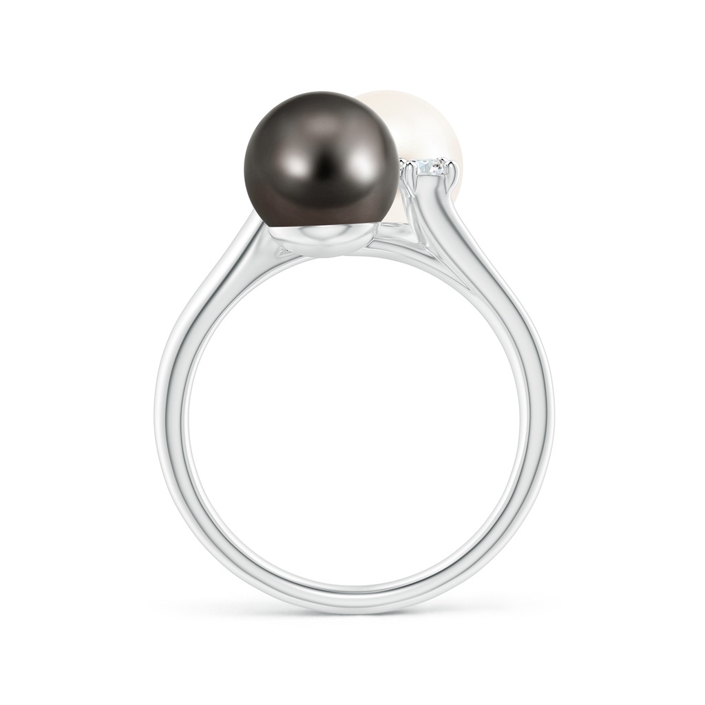 8mm AAA Freshwater & Tahitian Pearl Ring in White Gold Side 1