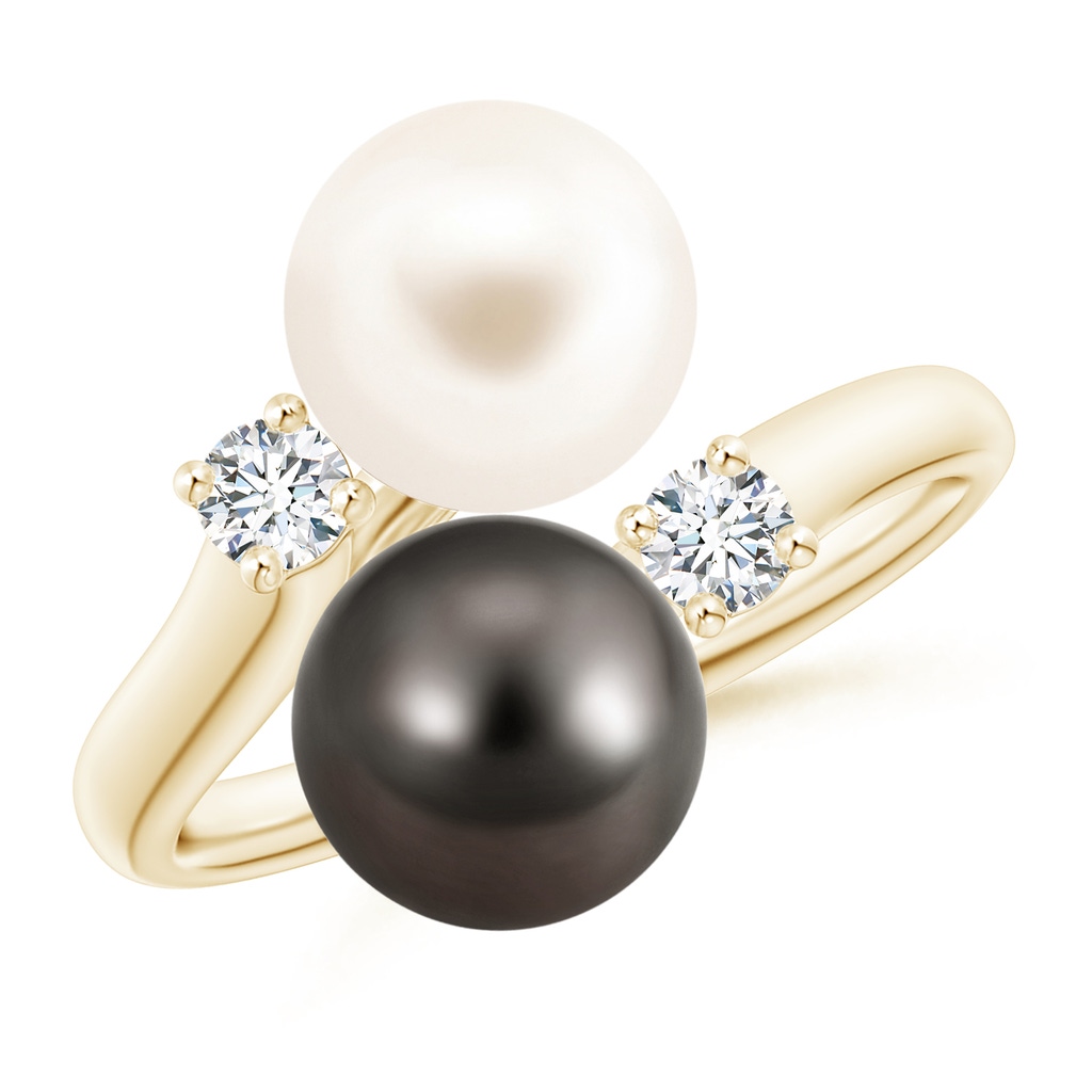 8mm AAA Freshwater & Tahitian Pearl Ring in Yellow Gold