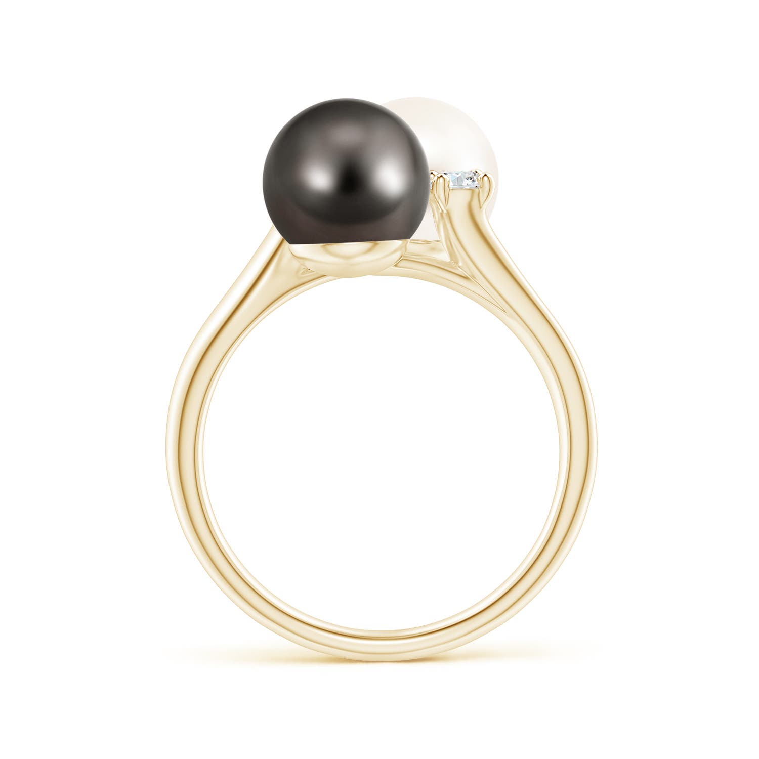 8mm AAA Freshwater & Tahitian Pearl Ring in Yellow Gold - side 1