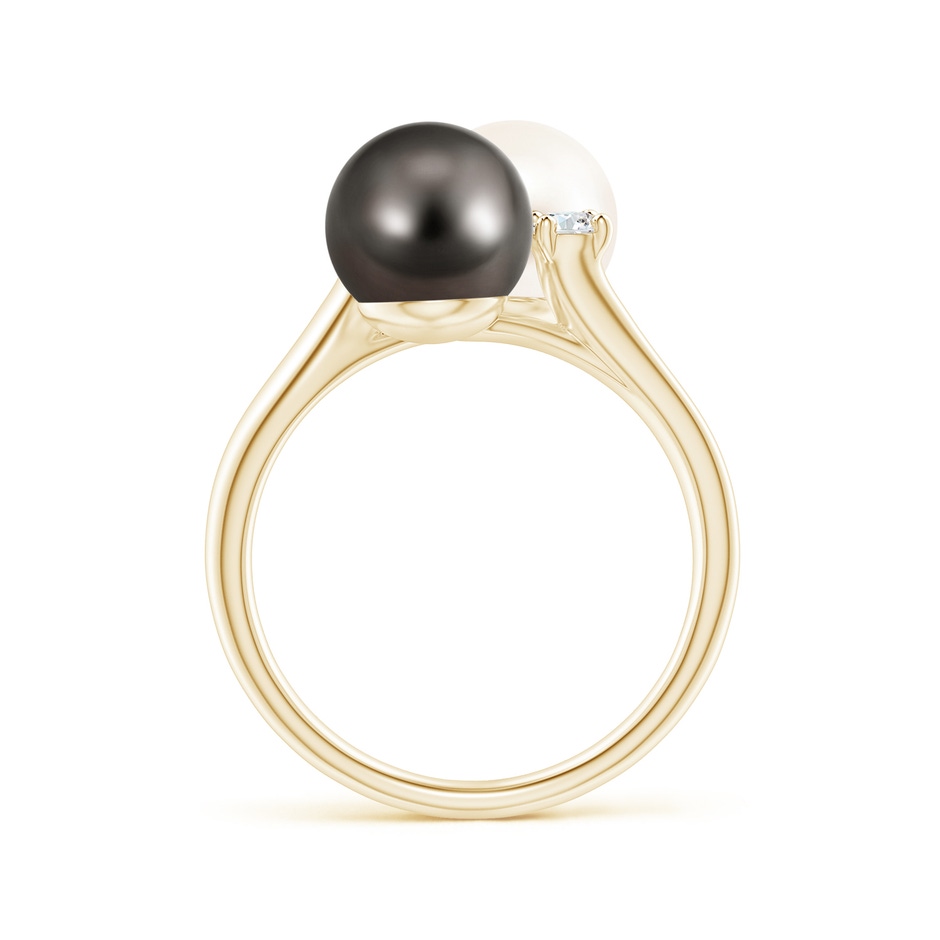 8mm AAA Freshwater & Tahitian Pearl Ring in Yellow Gold side 1